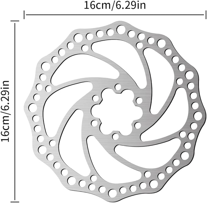 2Pcs 160mm Disc Brake Rotor Stainless Steel Bike Disc Brake Rotor with 6 Bolts Fit for Road Bike,Mountain Bike,MTB,BMX