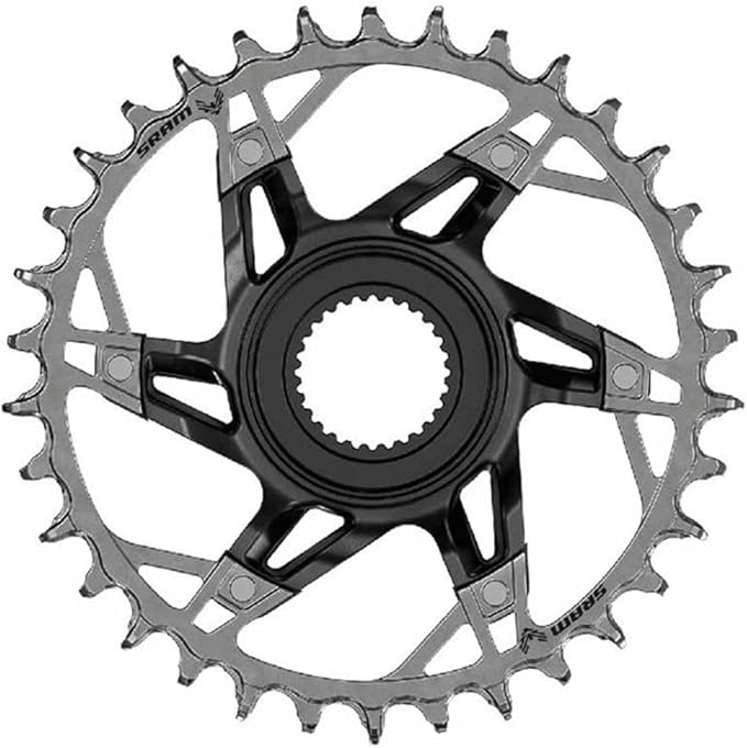 SRAM XX Eagle T-Type DM Chainring 34T for Gen 4 E-MTB | Aluminum/Steel, Narrow-Wide, Direct Mount, 12-Speed, Black/Silver