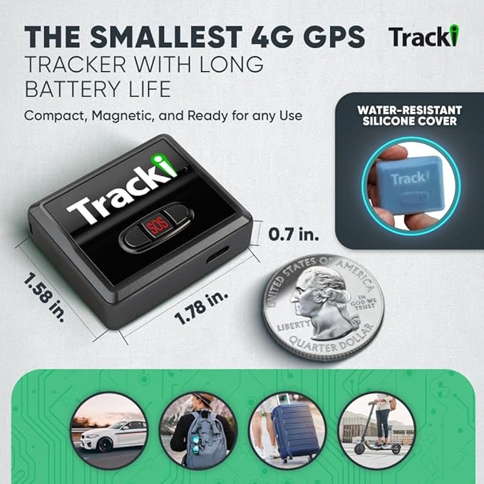 Tracki GPS Tracker with Waterproof Magnetic Mini Box and +3500mAh Battery Extender for Vehicles - 4G LTE, US-Made Tech Small GPS Tracking Device for Car, US & Worldwide (Subscription Required)