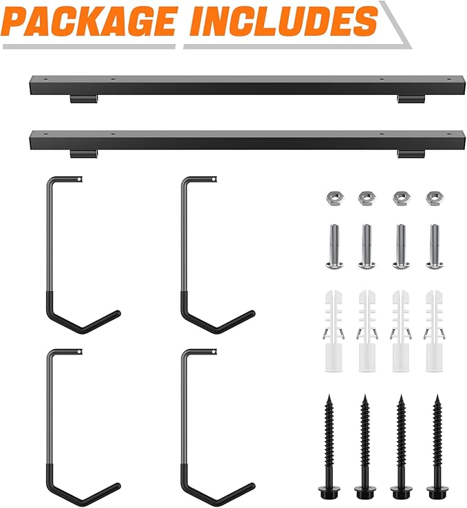 TORACK Overhead Bike Rack for Garage, Ceiling-Mounted Bicycle Storage Hooks for 4 Bikes (Horizontal) or 8 Bikes (Vertical), Adjustable Bicycle Hooks for Mountain, Road Bikes