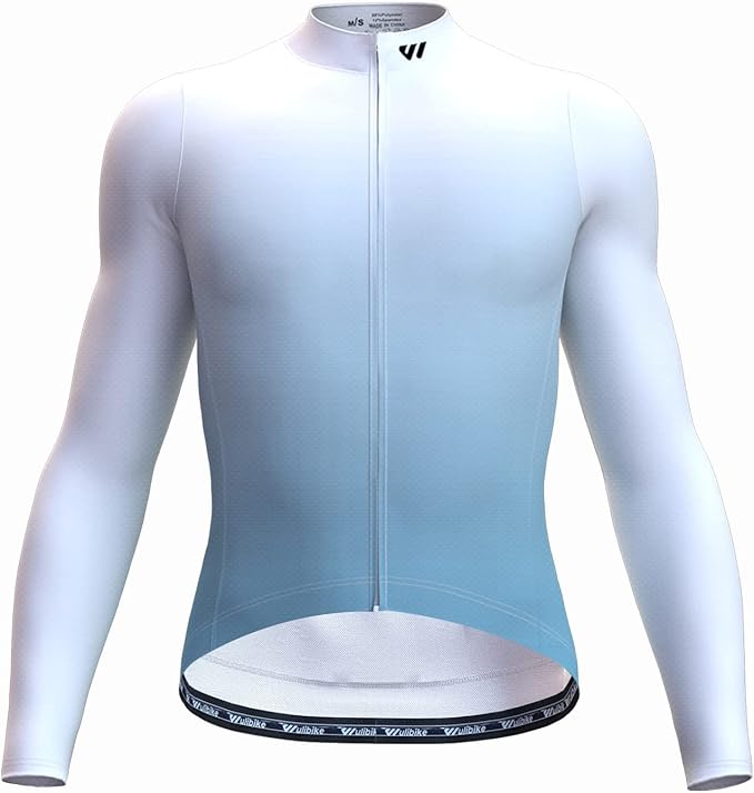 Men's Cycling Jerseys Long Sleeve Bike Biking Shirts Full Zip with Pockets Road Bicycle Clothing