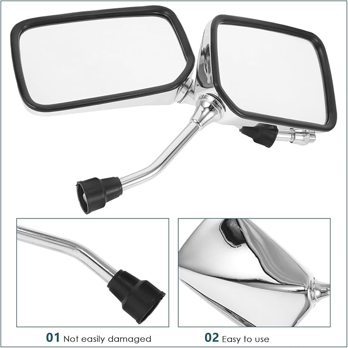 PRETYZOOM Adjustable Motorcycle Side Mirrors 10mm Convex Rear View Bike Mirrors Handlebar Mount Universal for Motorcycles Scooters and Atvs