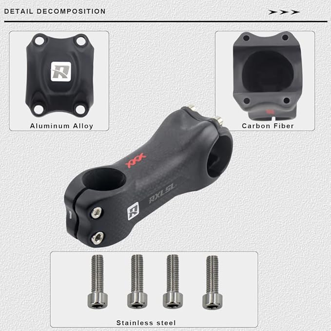 RXL SL Carbon MTB Stem, Mountain Bike Stem 31.8, Road Bike Stem 6 17 Degree 70mm 80mm 90mm 100mm 110mm 120mm 130mm Fixie Handlebar Stems for Downhill Enduro XC