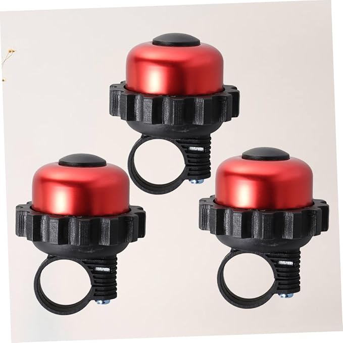 PRETYZOOM Rotating Cycle Bell Loud Bike Horn, 3pcs Red Vintage Bicycle Bell Accessories for Cycling Outdoor Recreation