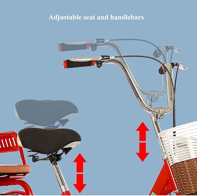 Three Wheel Bike Outdoor 20 Inch Adult Tricycle Trike Bike Cruiser with Rear Bike Basket for Dogs Or Groceries Single Speed Hybrid Commuter Exercise Bike for Women Men Cycling Pedalling