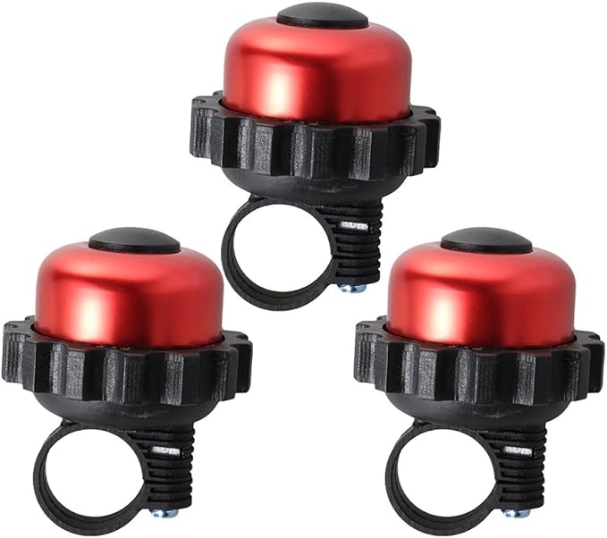 FRCOLOR 3pcs Rotating Bike Bell Loud Horn Bicycle Accessories Red Vintage Cycling Bell for Mountain Road Scooter Outdoor Riding