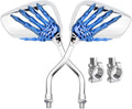 Pairs of Distinctive Skull Skeleton Hand Bicycle Mirror, Rearview Side Mirror Handlebar Mirror Mount Holder Clamp Adaptor 10mm for Scooter Moped Bike Standard Bike Motorcycle