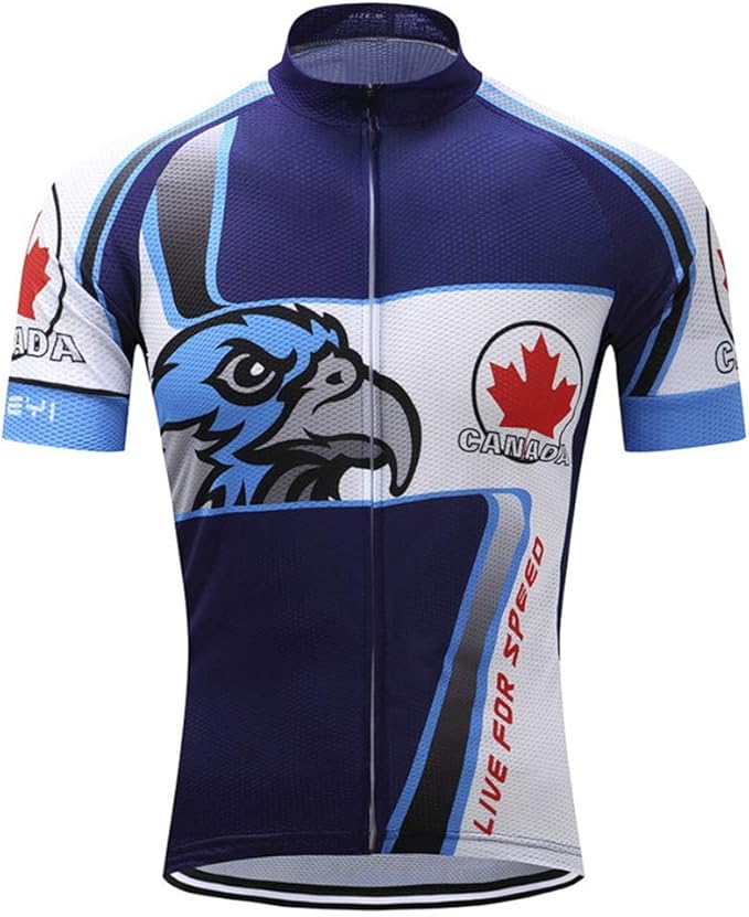 JPOJPO USA Cycling Jersey Men Short Sleeve Bike Shirts Biking Jersey Summer American Bicycle Tops with 3 Pockets Reflective
