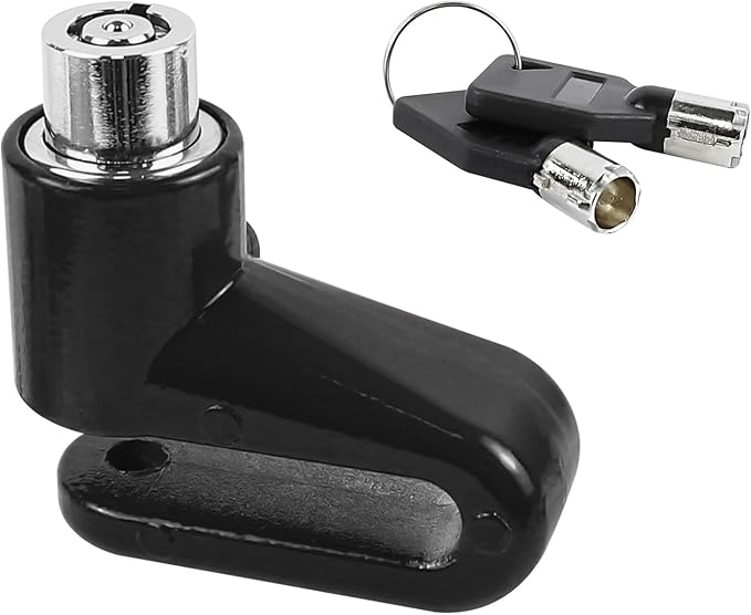 Motorcycle Disc Brake Lock, Anti-Theft Motorbike Security Wheel Disc Brake Lock with Two Keys, Safety Wheel Disk Locks for Scooter Mountain Road Bike Bicycle Powersports (Black)