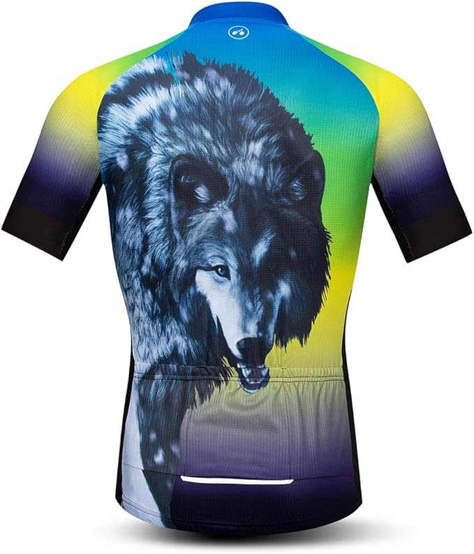 Men's Cycling Jerseys Wolf Print Bicycle Shirts Summer Road Bike Clothes Quick Dry Breathable