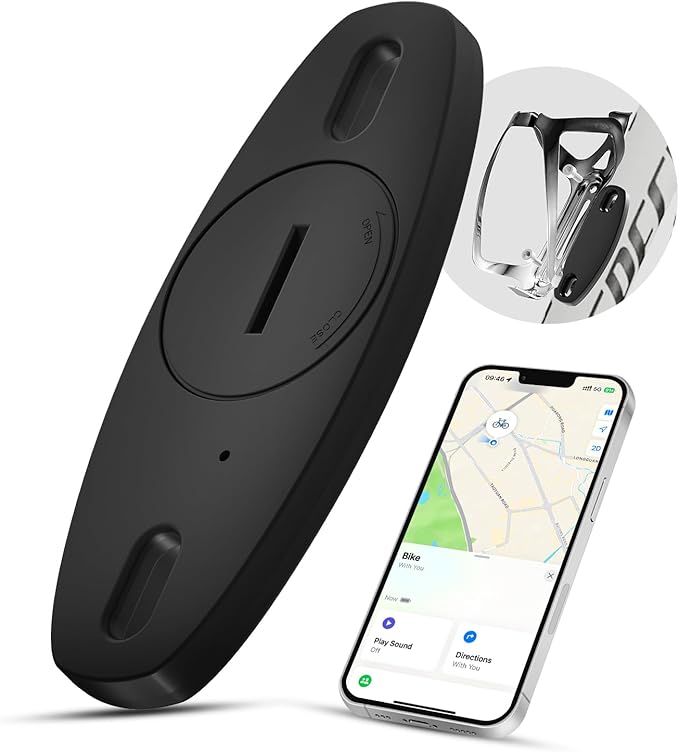 Bike Tracker Works with Apple Find My (iOS Only), Anti Theft Hidden Bottle Holder Waterproof Bike Motorcycle Smart Tracker Tag