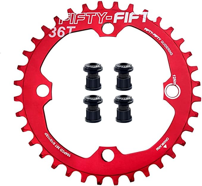 FIFTY-FIFTY Round 104BCD Chainring, 30T 32T 34T 36T Narrow Wide Mountain Bike Chainring, Single Chainring for 9/10/11-Speed with 4 Alloy Chainring Bolts for MTB
