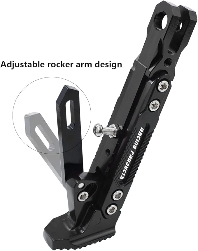 Universal Motorcycle Kickstand Adjustable Foot Side Support Parking Kickstand for Electric Motorbike Parking Foot Side Support Stand (Black)