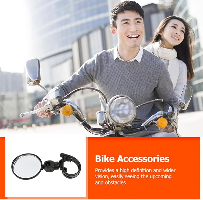 TEHAUX Universal 360° Rotatable Rearview Bike Mirrors Handlebar Mount 2pcs Set Large round Adjustable Motorcycle Cycling Safety Mirrors for Outdoor Recreation