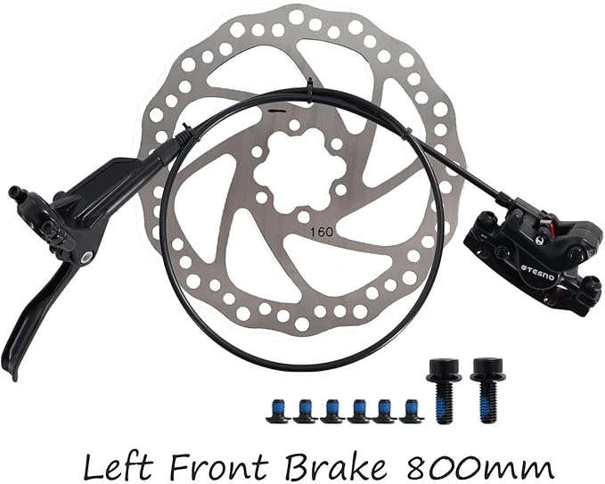 MTB Hydraulic Disc Brakes Set Left Front 800mm Right Rear 1400mm with 160mm Rotors,Aluminum Oil Pressure Calipers Levers for Mountain bike E-Bike Fat Bike Road Bike