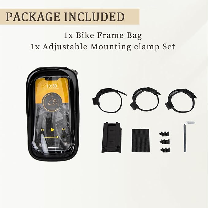 PSLER Bike Frame Bag Waterproof - Bike Top Tube Bag, Mountain Biking Accessories & Bicycle Pouch, Bicycle Top Tube Bag Accessories for Phones 4.7" to 6.8", Fits 30-55mm Tubes, Large