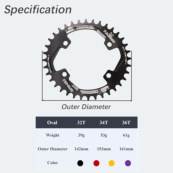 DJC Bike Chainring Asymmetrical 96BCD Round/Oval for XT SLX M6000 / M7000 / M8000 / M9000 MTB 7/8/9/10/11/12 Speed Narrow Wide 30T/32T/34T/36T/38T Tooth