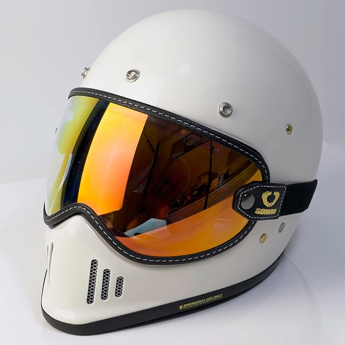 Retro Motorcycle Helmet Shield Bubble Visor, PC Goggles Lens Replacement for Off-Road Cruiser Motorcycle Helmet Bell Moto-3