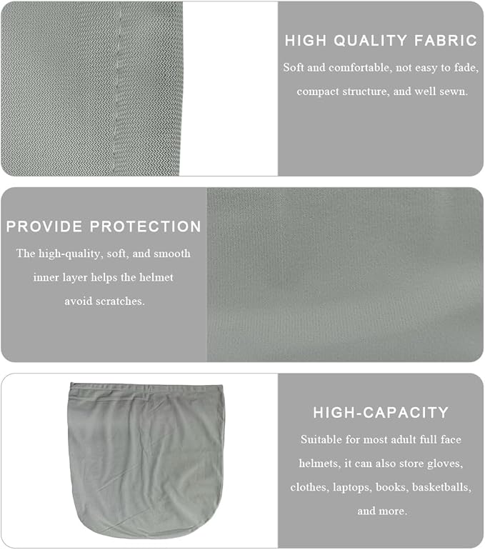 Motorcycle Helmet Bag, Helmet Protection Drawstring Bag Made of Nylon Cloth, Large Capacity Helmet Storage Bag for Motorcycle Bicycle, Universal Motorcycle Accessories (Gray)