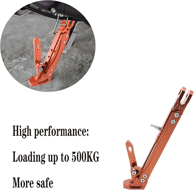 Universal Lengthened Adjustable Long Kickstand CNC Aluminum Alloy Motorcycle Long Kickstand Accessories Motor Modified Tripod Holder Kickstand Foot Side Support Stand Dit Pit Bike (Orange)