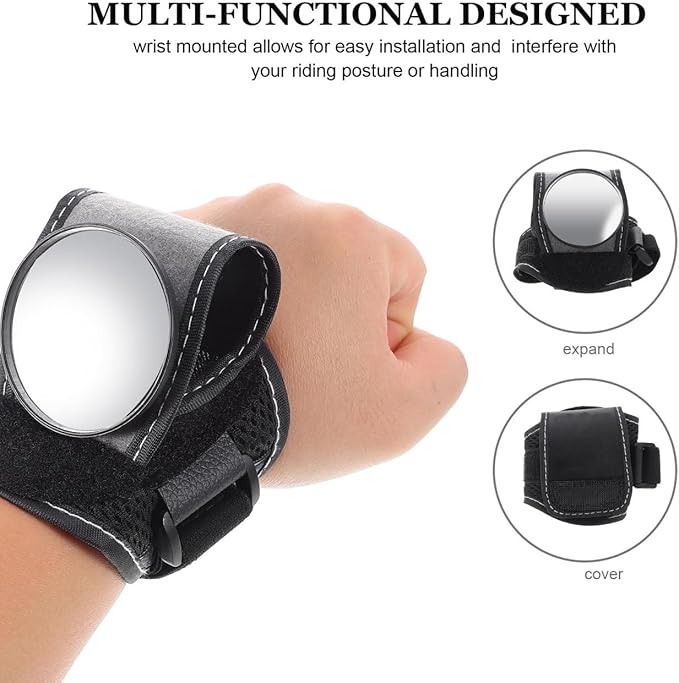 BESPORTBLE Convex Bike Mirror for Glasses Wrist Rear View Mirror Arm Cycling Safety Gear for Urban Recreational Riding