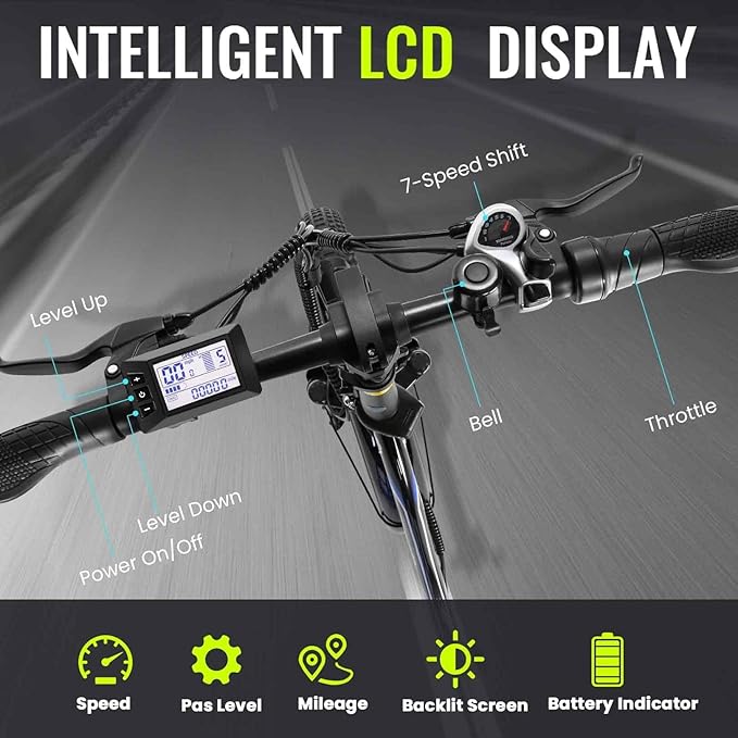 Vivi MT20UL Portable Electric Bike 20" x3.0 Fat Tire Foldable E-Bike with 48V 499.2WH Detachable Battery, 1000W Peak Power, Up to 50 Miles Capacity, 7-Speed, 21.7MPH, SGS UL2849 Certified