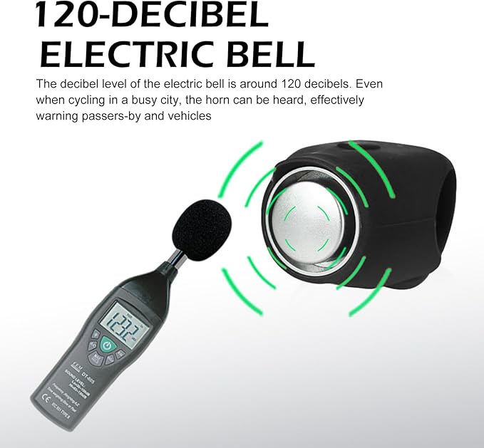 Electric Bike Horn, 120DB Loud Elasticity Silicone Bicycle Bell, Waterproof Bicycle Warning Horns with 6 Sound Options, Universal Handlebar Alarm for Adults Kids Bike/Scooter/Ebike (Black)