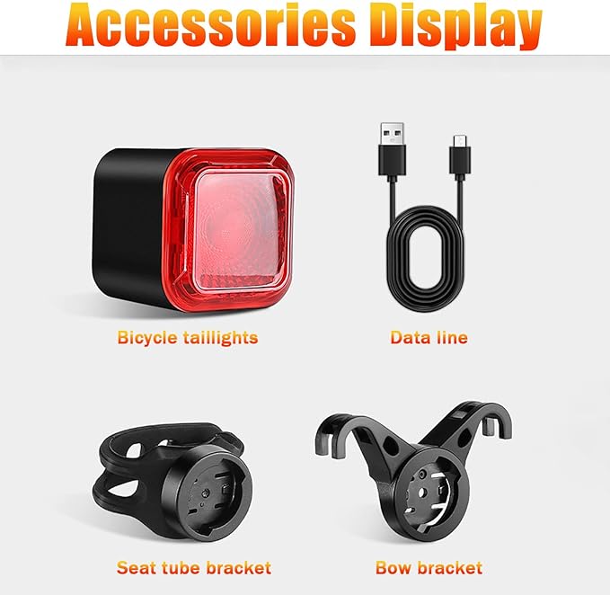 【2025 Upgraded Version】 Smart Bike Tail Light with Digital Battery Display, 6 Modes Auto Bike Brake Rear Light, Auto Sleep & Motion Activation, IPX6 Waterproof,USB-C Rechargeable LED Warning Light
