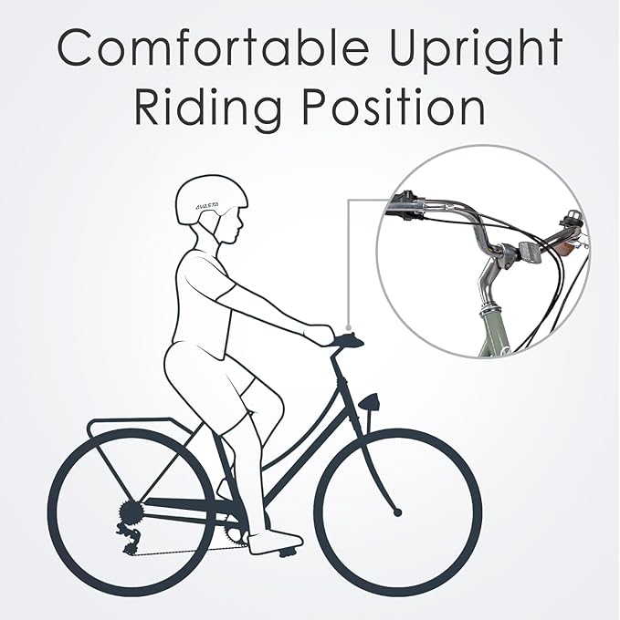 AVASTA Vela Hybrid Bike for Adult Women Female Lightweight Step Through 26 Inch High Tensile Steel Frame City Commuter Comfort Lady Bicycle, 6-Speed, Multiple Colors