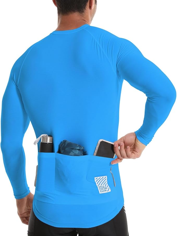Men's Cycling Jerseys Long Sleeve Bike Biking Shirts Full Zip with Pockets Road Bicycle Clothing