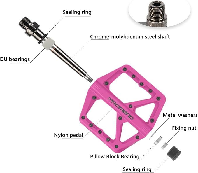 Mountain Bike Pedals - Durable Nylon DU Bearing Platform Pedals for MTB and BMX