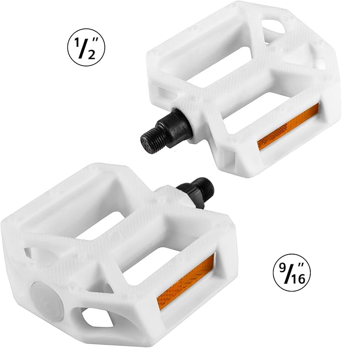 AVASTA Durable Polypropylene Bicycle Pedals with Reflector for Mountain Bike Road Bike and Other Bicycles,Two Thread Size（9/16”&1/2“）