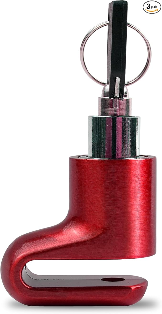 Disc Brake Lock for Motorcycle Accessories Heavy Duty Bike Bicycle Anti Theft Lock Compact Electric Scooter Ebike Powersports Wheel Hover Disc Locks (Red)