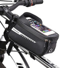 Bike/Bicycle Phone Holder Bag, Bicycle Front Frame Bag, Waterproof Tube Bag, Bike Accessories, Cycling Pouch with TPU Touch-Screen& Sun-Visor Compatible Phone Under 6.5” (Black)