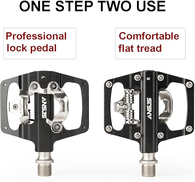 MTB Mountain Bike Pedals Dual Function/Sided Platform Compatible with SPD Clipless Pedal 3 Sealed Bearings Lightweight Aluminum 9/16″ Bicycle Pedals with Cleats for Road（M213）