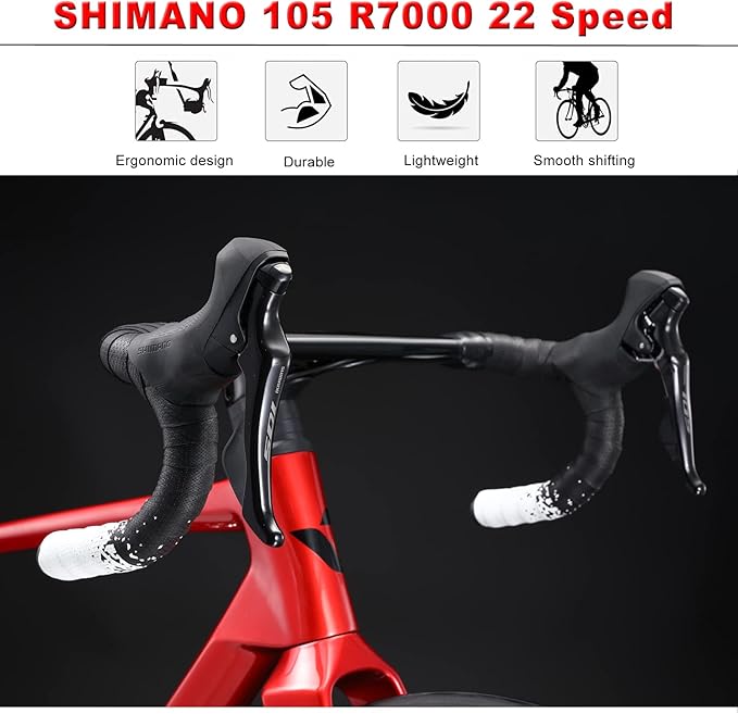 KABON Full Carbon Road Bike, 700C Carbon Fiber Frame Road Bike with 105 R7000 22 Speed Disc Brake Racing Bicycle with Carbon Wheelset