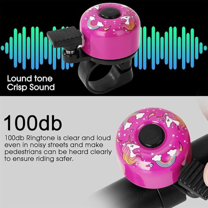 Kid Bike Bell - Bicycle Bell for Kids Boys Girls Adults | 120db Classic Mini Loud Bike Ring - Cool Bike Bell Design with Crisp Clear Sound for MTB,BMX,City Bike,Scooter -Kid Bike Accessories