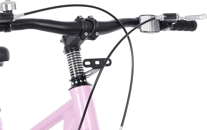 Kids Mountain Bike 20/24 Inch for Boys & Girls Ages 7–15, Youth Bicycle with Dual V-Brakes, 180° Rotating Handlebar, Lock, Mudguards, Kickstand, Adjustable Seat (Pink, 20 Inch)