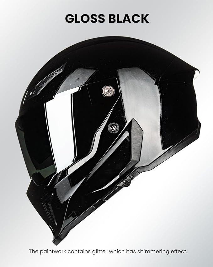 ILM Motorcycle Helmets for Adult Men Women Full Face DOT ECE Powersports Dual Visor Street Racing Helmet with Pinlock Cascos para Motos Model MF509 (Gloss Blacks, XL)