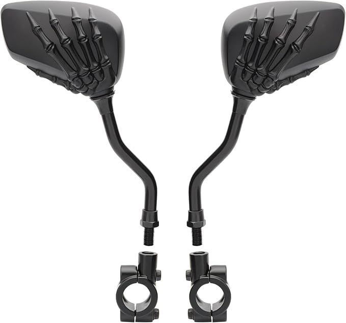 1 Pair Bicycle Mirror,Big View Bike Rear View Mirror Blindsight Multi Angle Adjustable Bike Mirror Billet Aluminum Chrome Plated Outside Skull Claw Style Also suitable for motorcycle mirror