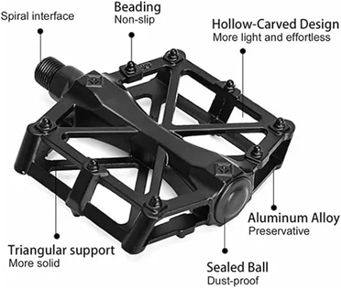Mountain Bike Pedals Aluminum Alloy Stable Hollow Design Light Weight High Strength Wide Road Bike Pedal Set