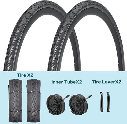 2 Pack 700x23C/25C/28C/35C/38C Bike Tires Plus Bike Inner Tubes Presta Valve 48mm or Schrader Valve 48mm Foldable Replacement Tires for Road Bicycle