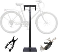 Heavy Duty Bike Floor Stand, Vertical Bicycle Storage Rack for Indoor Garage, Adjustable Rubber Hooks for Road, Mountain & Ebikes, Includes Multi-Function Repair Tool & Chain Plier