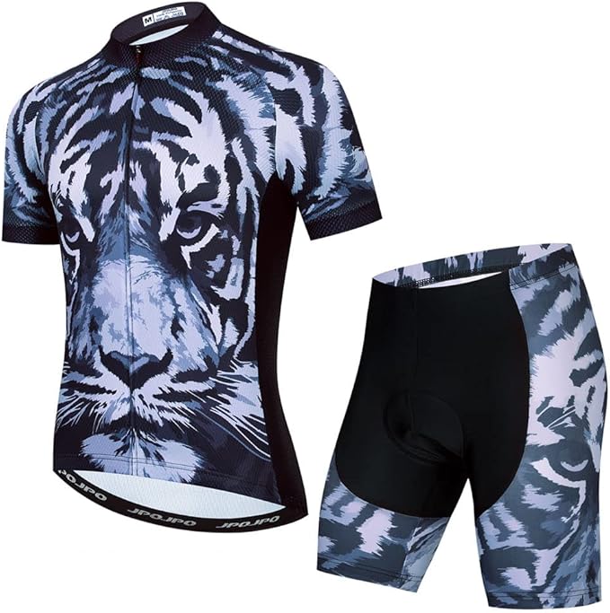Men Cycling Jersey Set Cycle Short Sleeve Shirt and 3D Cushion Shorts Padded Suit Biking Top