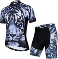 Men Cycling Jersey Set Cycle Short Sleeve Shirt and 3D Cushion Shorts Padded Suit Biking Top