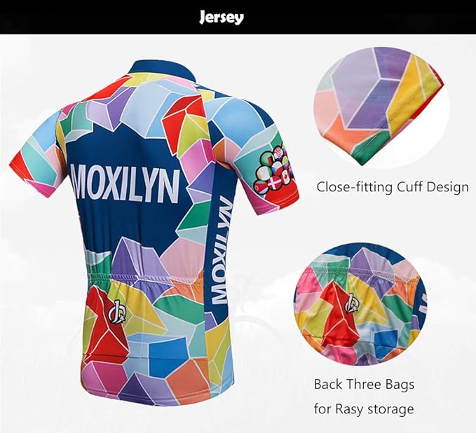 MOXILYN Men's Cycling Jersey Full Zip Riding Clothing Mountain Bike Tops Quick Dry - Bike Shirts