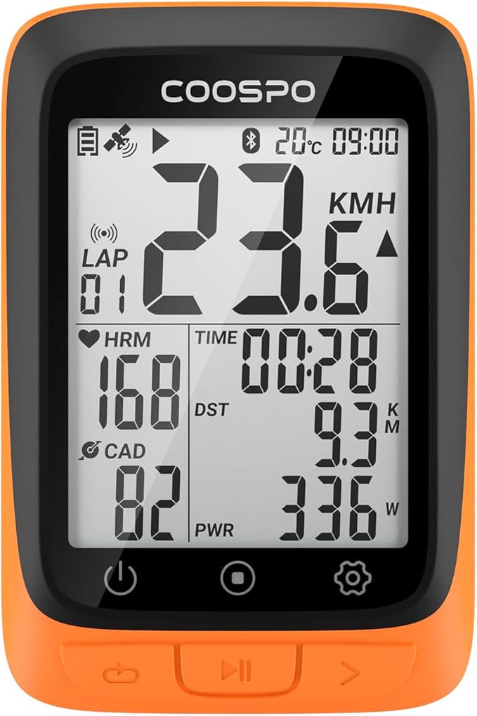 COOSPO Bike Computer Wireless GPS, Cycling Computer GPS Bike Tracker with Bluetooth/ANT+, Waterproof Bicycle Computer GPS Speedometer with Auto Backlight, 2.4 inch LCD Display