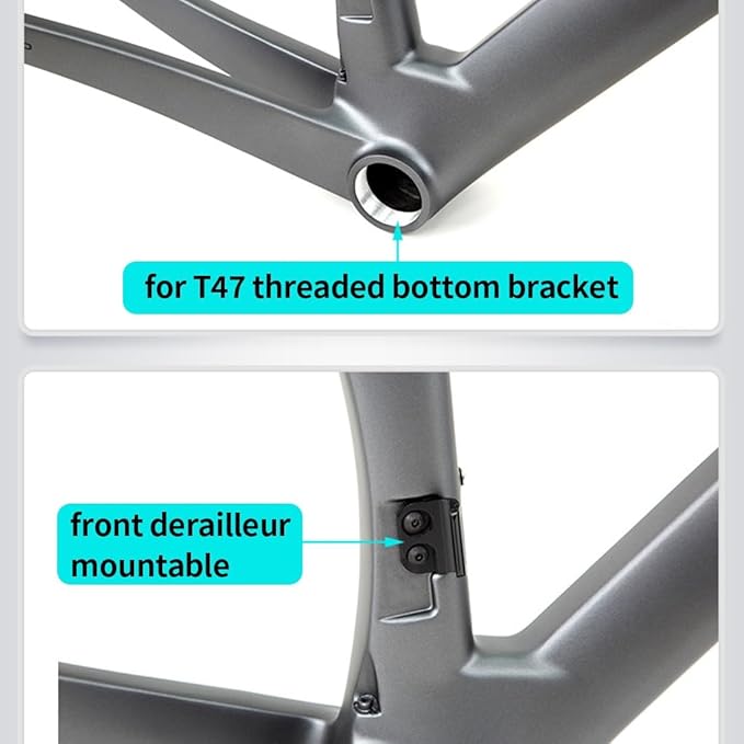 Carbon Road Bike Frameset 700C Disc Brake Racing Bike Frame Thru Axle 12 * 100/12 * 142mm Breaking Wind Frame 43.5/46/48/50/52/54/56CM Internal Routing