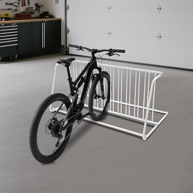 11 Slots Floor Bike Rack Stand, Dual Sided Bicycle Storage Stand with Multiple Adaptive Parking Slots and Complete Accessories, Commercial Tactile-Safe Floor Bike Rack Stand (White)