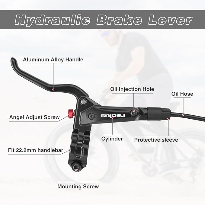 Hydraulic Disc Brake Set Includes Front & Rear Brake Pads and Rotors For Mountain Bike/Road Bike (Left+Right)
